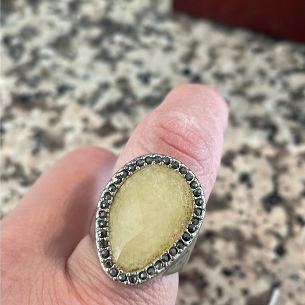 Lucky Brand Yellow and Silver Victorian-Inspired Statement Ring
